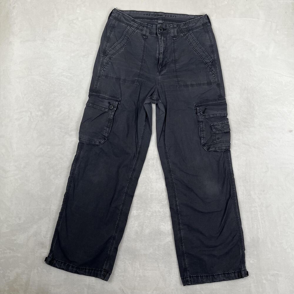 American Eagle Outfitters Cargo Pants Womens 10 Short Gray Baggy Utility Stretch